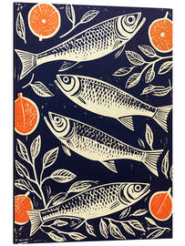 Magnettafel Vier Portugisische Vintage Sardinen