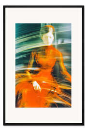 Gerahmter Kunstdruck Dame in Orange