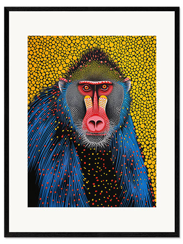 Framed art print Abstract mandrill portrait