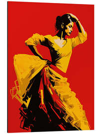 Aluminiumtavla Flamenco Dancer In Yellow Dress