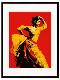 Framed art print Flamenco Dancer In Yellow Dress