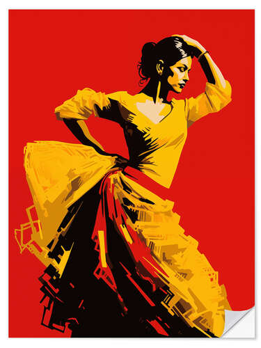 Sticker mural Flamenco Dancer In Yellow Dress