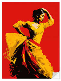 Sticker mural Flamenco Dancer In Yellow Dress