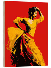 Wood print Flamenco Dancer In Yellow Dress