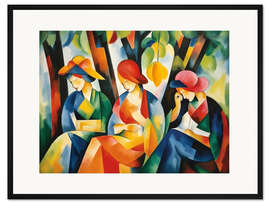 Gerahmter Kunstdruck Drei Frauen im Park