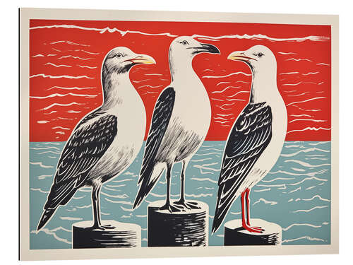 Gallery print Three seagulls on the North Sea