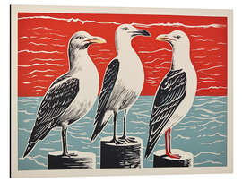 Magnettafel Drei Möwen an der Nordsee