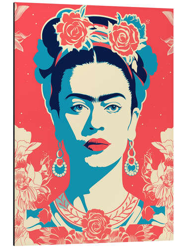 Aluminium print Frida Kahlo Retro Portrait