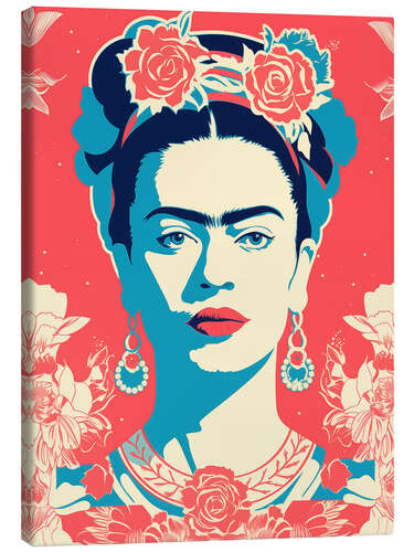 Canvastavla Frida Kahlo Retro Portrait