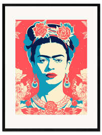 Impression artistique encadrée Frida Kahlo Retro Portrait