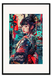 Gerahmter Kunstdruck Japanese Dragon Girl