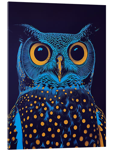 Akrylbilde Neon night owl with dots