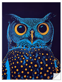 Selvklebende plakat Neon night owl with dots