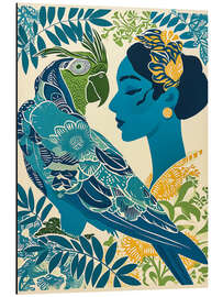 Magnettafel Lady with Parrot