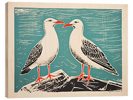 Tableau en bois Two Baltic seagulls - Frank Daske