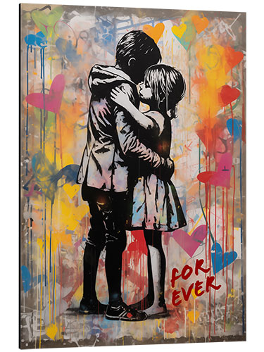 Aluminiumtavla Forever Love - Banksy Style