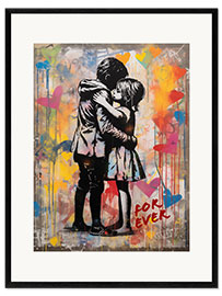 Ingelijste kunstdruk Forever Love - Banksy Style