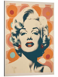 Tableau en aluminium Marilyn Monroe Retro Portrait