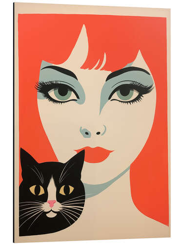 Aluminium print Retro Lounge Cat