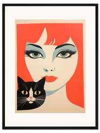 Gerahmter Kunstdruck Retro Lounge Cat - Frank Daske