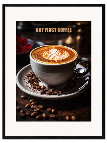 Impresión de arte enmarcada But First Coffee