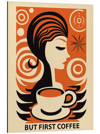 Magnettafel But First Coffee, Retro