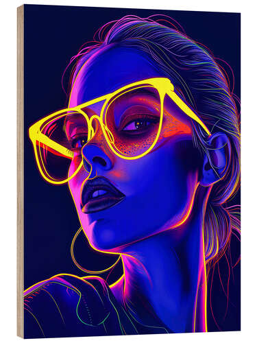 Holzbild Neon Girl