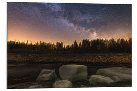 Aluminiumsbilde The Oderteich and Milky Way, starry sky in the Harz