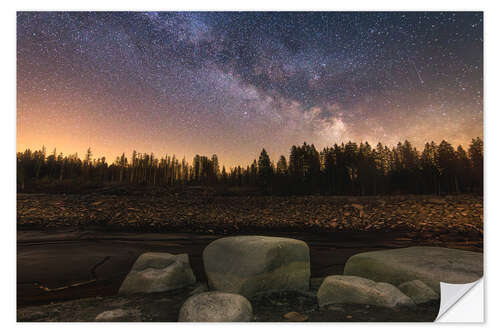 Wall sticker The Oderteich and Milky Way, starry sky in the Harz