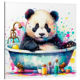 Aluminium print Panda bear in the bathtub