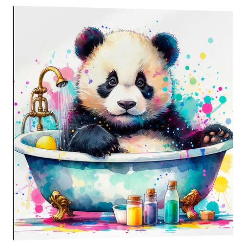 Quadro em plexi-alumínio Panda bear in the bathtub