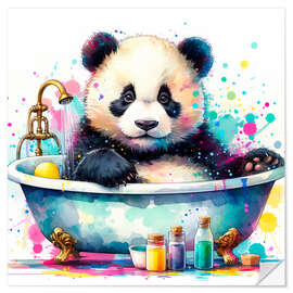 Selvklebende plakat Panda bear in the bathtub