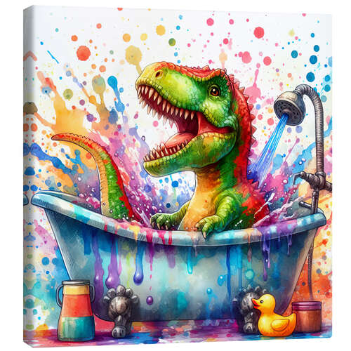 Lerretsbilde Fantasy dinosaur in the bathtub IV