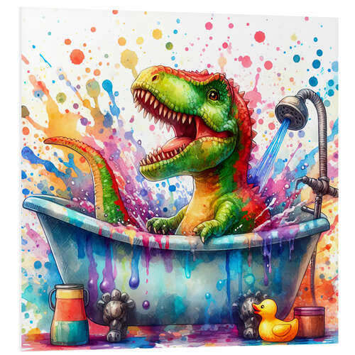 Hartschaumbild Fantasy Dino in der Badewanne IV