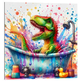 Quadro em plexi-alumínio Fantasy dinosaur in the bathtub IV