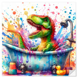 Wall sticker Fantasy dinosaur in the bathtub IV