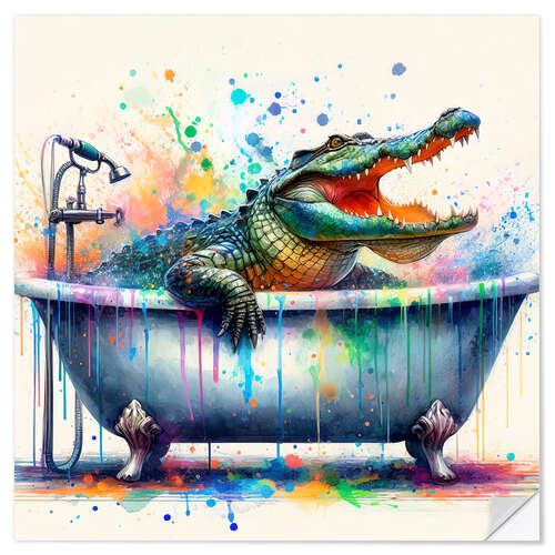 Wall sticker Crocodile has fun in the bathtub