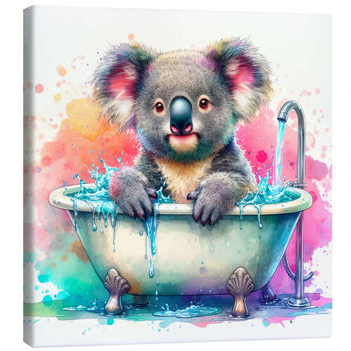 Leinwandbild Baby Koala in der Badewanne