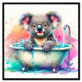 Gerahmter Kunstdruck Baby Koala in der Badewanne