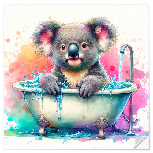 Vinilo para la pared Baby koala in the bathtub