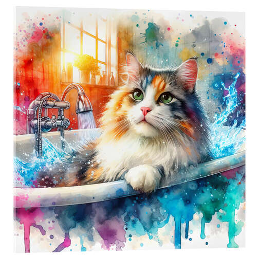 Acrylic print Pretty cat in the tub