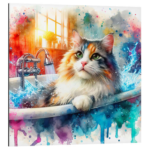 Tableau en aluminium Pretty cat in the tub