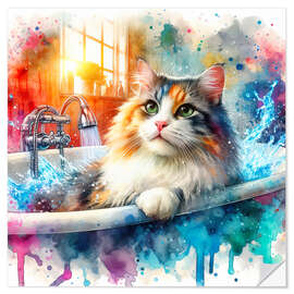 Vinilo para la pared Pretty cat in the tub