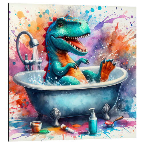 Aluminium print Fantasy dinosaur in the bathtub III