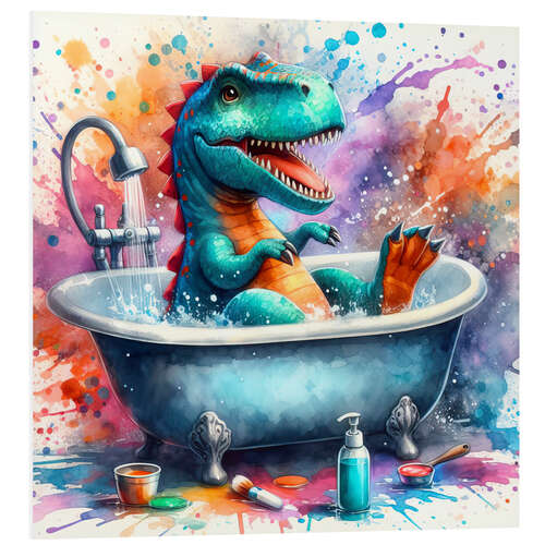 Hartschaumbild Fantasy Dino in der Badewanne III