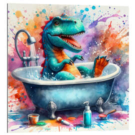 Quadro em plexi-alumínio Fantasy dinosaur in the bathtub III