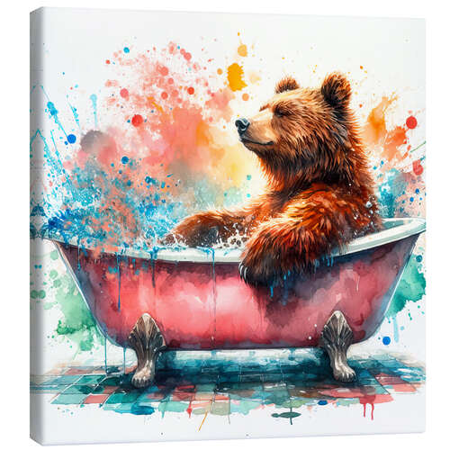 Quadro em tela Mr. Bear takes a bath