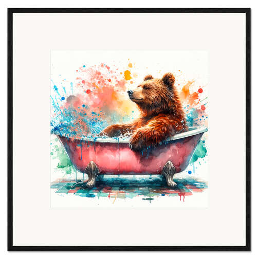 Stampa artistica con cornice Mr. Bear takes a bath