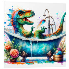 Foam board print Fantasy dinosaur in the bathtub II