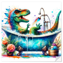 Sticker mural Fantasy dinosaur in the bathtub II